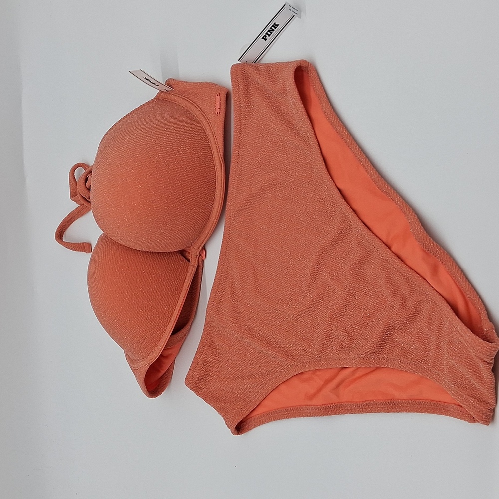 PINK Victoria's Secret Super Push-Up Underwire Top High Waist Cheeky Bottom XL